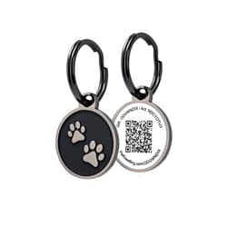 Pet Dwelling Advanced QR Code Pet ID Tags for Small to Medium Dogs and Cats: Instant Online Pet Profile Acess & Scan Location Email Alert (Lux Black)