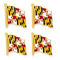 HSQCEZ 4 Pack Maryland Flag Lapel Pin - Maryland people Flags Pins Lapel Hat Backpacks Suit Decoration & Men Women Waving Patriotic Enamel Metal Badge Souvenir