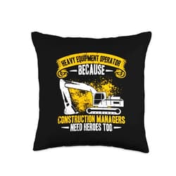 Heavy Equipment Operator Backhoe Driver Vehicles Excavator Operator Construction Manager Worker Backhoe Throw Pillow, 16x16, Multicolor