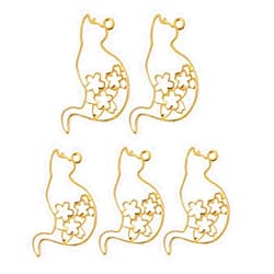 Ladaidra Brown fhgksm Ladaidra 5Pcs Cute Cat Dog Hollow Frames Pendants Bezels Setting Resin Jewelry Making (4)