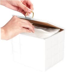 Umzing Disposable Face Towel Holder Box, White PU Leather Container for XL Clean Skin Club Face Towels, Reusable Organizer for Clean Skin Towel Makeup Wipe Holder Counter Bathroom Organizers and Storage