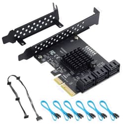 YBBOTT SATA 6 Port Card with 6 SATA Cables PCI Express 4X SATA Controller PCI Expansion Card SATA3.0 6Gbps Hard Drive Adapter Supports WIN/10/8/7/XP/LINUX