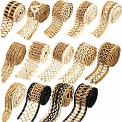 Boao 14 Rolls Lace Craft Ribbon 31 Yard Craft Burlap Ribbon DIY Wrapping Ribbon for Craft Party Holiday and Rustic Wedding Decorations