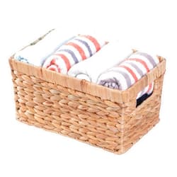 Vintiquewise Natural Woven Water Hyacinth Wicker Rectangular Storage Bin Basket with Handles, Small
