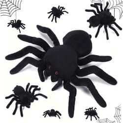 Shappy 7 Pcs Black Spider Stuffed Animal 1 Giant Mommy Spider Stuffed Animal with 6 Realistic Plush Baby Spiders Plush Spider Pillow Toy Set for Halloween Funny Prank Toy