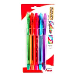 Pentel R.S.V.P. Colors Ballpoint Pen, Medium, Assorted Ink, Pack of 5 (BK91CRBP5M)
