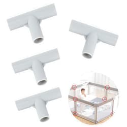 Wiojtry T-Shaped Joint for Baby Playpen Parts, Baby Playpen Accessories for Baby Play Yard Baby Playpen Replacement Connectors, 4 Pcs Diameter1.9cm