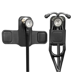 SKYREH Stethoscope Holder Clip, PU Leather Stethoscope Hip Holder Lightweight Portable Holster for Physicians, Nurses, EMT, Medical Nursing Students, for 3M Littmann & Most Stethoscope, Black