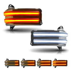 Asgohme LED Side Mirror Marker Lights Switchback Sequential Amber Towing Mirror Turn Signals White Parking Light Smoked Lens Compatible with 2020-2024 Chevy Silverado/GMC Sierra 2500 3500, Pack of 2