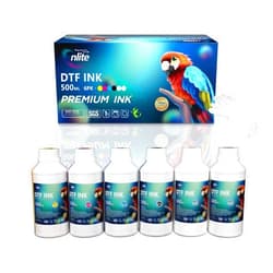 Enlite Premium DTF Ink 500ML Combo Pack, Pigment Ink for PET Film Heat Transfer Printing, Refill for DTF Printer with printhead DX5 DX7 5113 XP600 I3200 4720 TX800, 2W+1B+1C+1M+1Y
