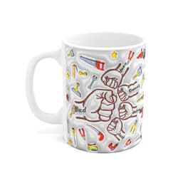TerraSure 1-6 Kids Hand Father’s Day Fist Bump 3D Mug Wrap 11oz 15oz, Inflated Dad Fist Bump Custom Gift Personalized, Gift For Dad, Gift For Father's Day