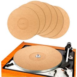 ZOOFOX 6 Pack Turntable Mats, Vintage Recessed Platter Slipmat for Vinyl Record Player, Professional Tuning Equipment Improve Sound, Cork Record Mat for Standard 12