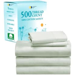 California Design Den Luxury Split King Bedsheets For Adjustable Bed, 100% Cotton Set, 500 Thread Count, Snug Fit, Includes Twin-XL Fitted Sheets, Hotel Quality Bedding & Pillowcases (Split King, Silver Sage)