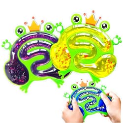 UIIOPJIOM 2PCS Sensory Fidget Toys for Kids, Squishy Glitter Leap Frog Toys for Toddlers, Autism Sensory Products Travel Toys for Boy Age 3 4 5-7 Year Old, Autistic Calming Toys for Classroom (Yellow&Purple)