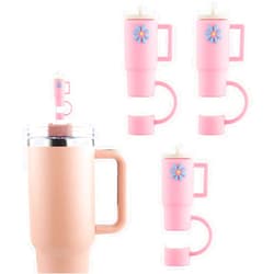 MEGXIT Straw Cover Caps for Stanley Cup - 3Pcs Food-Grade Silicone Straw Toppers for 30oz 40 oz Stanley Tumbler - Cute Dust-Proof Straw Tip Covers Lids, and Stoppers for 10mm Straws