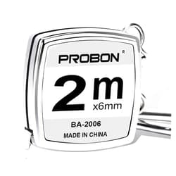 PROBON Metal 2M/6.5 ft Key Chain Mini Small Steel Tape Measure, Metric & Inch Double Scale Steel Ruler