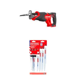 CRAFTSMAN V20 Reciprocating Saw, Cordless, Tool Only with Reciprocating Saw Blades, 11-Piece (CMCS300B & 2058838)