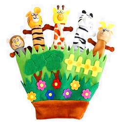 Nuoyi Plush Animals Finger Puppets Toys,Glove Finger Dolls，5 Cartoon Animals Puppets