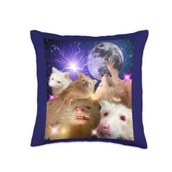 Albino Racoon Tees and Racoon Gifts Funny Tacky Albino Raccoon Moon Throw Pillow, 16x16, Multicolor