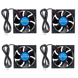 DWEII 4PCS 80mm USB Fan 5V Brushless 8025 80x25mm for Cooling DIY PC Computer Case 3D Printer CPU Coolers Radiators