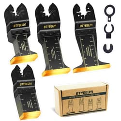 BTYEEUYI 18 PCS Titanium Oscillating Tool Blades Metal Cutting, Universal Multitool Blades for Metal Nails Wood Plastic and Hard Material, Multi Tool Blades Kits Fit Dewalt Ryobi Bosch Milwaukee
