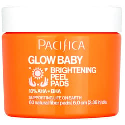Pacifica Glow Baby Brightening Peel Pads 10% AHA + BHA Exfoliating Face Pads for Glowing Skin Resurfacing Glycolic Acid & Salicylic Acid Pad to Smooth Texture & Minimize Pores Fragrance Free 60 Count