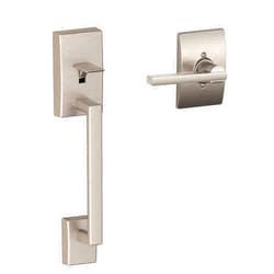 Schlage FE285 CEN 619 LAT CEN Century Front Entry Handleset with Latitude Lever, Lower Half Grip, Satin Nickel