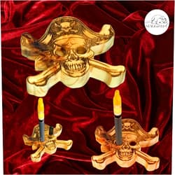 Staggwood Vape Pen Holder - Pirate Skull & Bones - Solid Wood, 3/4 inch deep, approx 3 x 4 inches, Holds 5/10 Thread Vape Pens &/or Cartridge