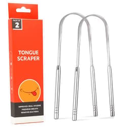 GIAVGIAV 2 Pack Tongue Scraper for Adults, Professional Tongue Cleaner Tongue Brush for Oral Care & Hygiene, Reusable Tongue Scrubber with Dual Carved Handle, Reduce Bad Breath, Stainless Steel