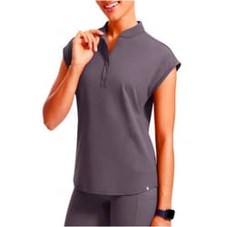 POPVIOLET 4-Way Stretch Scrub Tops for Women - 2 Pockets Mandarin Collar Shirttail Hem Medical Work Scrub Shirts