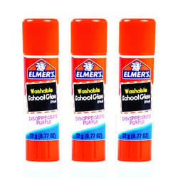 The Mega Deals Elmers Glue Sticks 3 Count Glue Sticks Bulk 0.77 Ounce Purple Glue Stick - School Supplies for Kids, Liquid School Glue