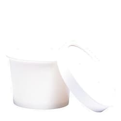 Belinlen 50 SET 8 OZ Disposable White Ice Cream Cups with Lids Medium Hot and Cold To Go Cups Paper Cup Takeout Food Container