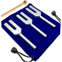 houyifeiqinhu Angel Tuning Forks-4096 Hz, 4160 Hz, 4225 Hz with Wood Hammer and Velvet Pouch Tuning Fork Shown