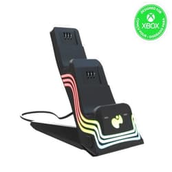 PDP Afterglow Wave LED Dual Gaming Charger for 2 Xbox Controllers, Customizable RGB Lighting Effects - Black