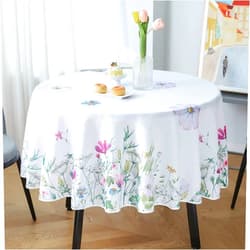 ZYAWP Tablecloth Indoor Outdoor Stain and Wrinkle Resistant Polyester Fabric Floral Table Cloth Wipe Clean Decorative Table Cover for Dining Table Buffet Party