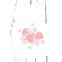 Handmade Strawberry Tea Towel, Organic Cotton, Pink Berries, Fruit Dishcloth, Farmer's Market, Hand Screen Printed, Flour Sack Dish Towel, Sweet Housewarming Gift, Natural