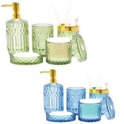 Towoaafu 10Pcs Premium Bathroom Accessories Set (Green and Blue)