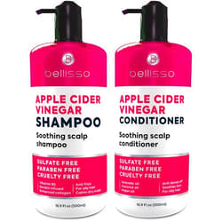 BELLISSO Apple Cider Vinegar Shampoo and Conditioner Set - Stop Flaky and Itchy Scalp – Sulfate Paraben Free Anti Dandruff Soothing Treatment for Dry, Oily and Damaged Hair - Intense Care for Women and Men