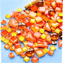 KYIAANY Mosaic Pieces Stained Tiles for Crafts: KYIAANY 17.6 oz Glass Mosaic kit Supplies Bulk DIY Decor Lamps Shade Base Candle Holder Table Stepping Stone - Iridescent Color Ceramic Mix Tile Art Projects