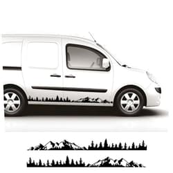 BYSL 2PCS Car Door Stickers Tuning Accessories Van Graphics Vinyl Decals, for Renault Kangoo 1 2 3 4x4 MK1 MK2 MK3