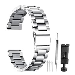 BOSHIYA Quick Release Watch band, Universal Stainless Steel Watch strap 18mm, 20mm, 22mm or 24mm, Fits Samsung Galaxy Watch 6/5/4/3,Garmin Watch,Huawei Watch for Men Women，Silver Black…