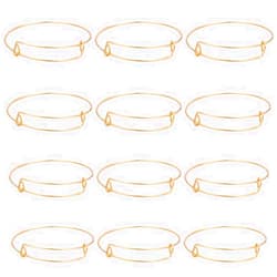 SUNNYCLUE 12Pcs Gold Expandable Bangle Adjustable Wire Bracelets Stainless Steel Blank Metal Stackable Bracelet Cuff Set for Jewelry Making Charms Bulk DIY Crafting Supplies Women Adults Beginner