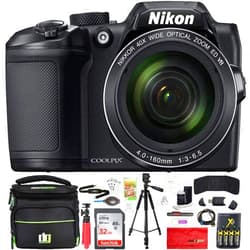 Nikon COOLPIX B500 16MP 40x Optical Zoom Digital Camera 32GB Bundle Includes Camera, Bag, 32GB Memory Card, Reader, Wallet, AA Batteries + Charger, HDMI Cable, Tripod, Beach Camera Cloth and More