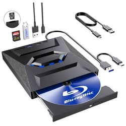 BPAKDU External Blu Ray Drive,Portable Bluray Player Writer Reader,CD Burner with USB 3.0 typc C Port& SD Card,DVD & CD-ROM +/-RW,External Blu-Ray Drives for PC Laptop Desktop Windows Mac Linux Computer
