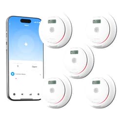 Siterlink Smart Smoke and Carbon Monoxide Detector Combo with Digital Display, 2 in 1 WiFi Fire and CO Alarm Detector, Replaceable Battery, Real-Time Notification, UL217 UL2034, 5 Pack