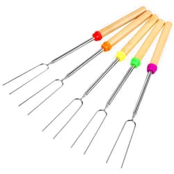 SZGSBB Marshmallow Roasting Sticks, Smores Sticks, Hot Dog Sticks for Campfire, Roasting Sticks, Extendable, Wooden Handle, 5 Pack, 32