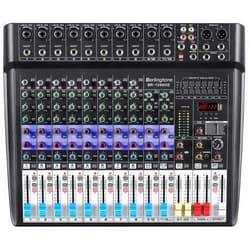 Berlingtone 12 Channel Bluetooth Professional Audio Mixer DJ Sound Console USB MP3 Recording 10 XLR Microphone Jack 7 Band EQ 48V Phantom Power Stereo 16-BIT Digital Multi FX Processor (BR-124MX)
