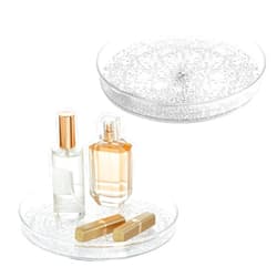 iDesign 9-Inch Plastic Lazy Susan Organizer for Bathroom Storage and Organization - Set of 2 - Clear