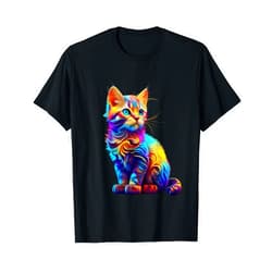 Cat Kitten Kitty Lover for Men Women & kids Cute Cat for Kitten Lovers Colorful Art Kitty Adoption T-Shirt