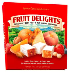 Liberty Orchards, Fruit Delights - Assorted Vegan Fruit and Nut Candies, Turkish Delight Gourmet Snack 10 Oz.